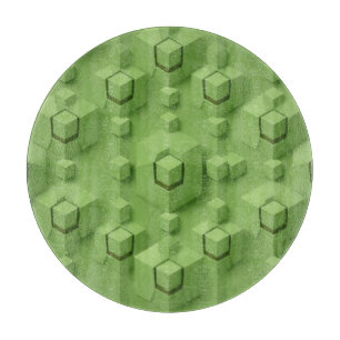 Mint Green 3D Isometric Cube Pattern Cutting Board
