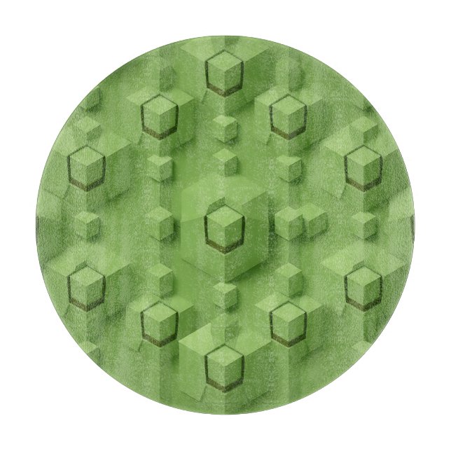 Mint Green 3D Isometric Cube Pattern Cutting Board (Front)