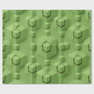 Mint Green 3D Isometric Cube Pattern Wrapping Paper