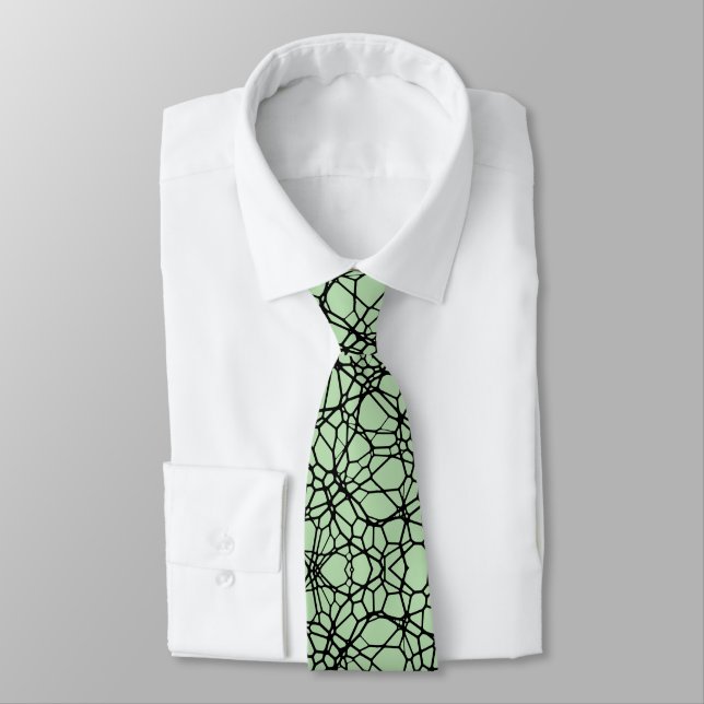 Mint Green Abstract Geometric Modern Monogram Tie (Tied)