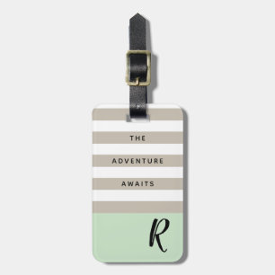 Mint Green Adventure Awaits Customisable Monogram Luggage Tag