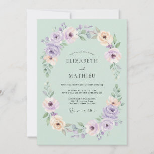 Mint Green Airy Blossom Wedding Invitation