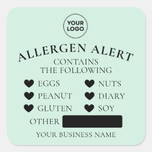 Mint Green Allergy Alert Bakery  Cake Food Sticker