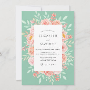 Mint Green Alluring Spring Wedding Invitation