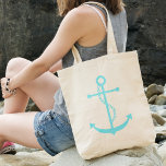 Mint Green Anchor Tote Bag<br><div class="desc">Stylish and trendy nautical design.</div>