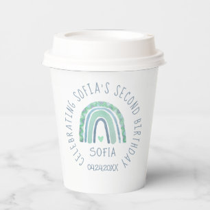 Mint-green and blue tone boho rainbow paper cups