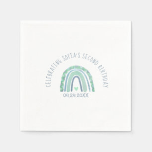 Mint-green and blue tone boho rainbow paper plates napkin