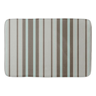 Mint Green and Brown Stripe Pattern Bath Mat