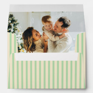 Mint Green and Cream Chic Vertical Stripes Photo Envelope