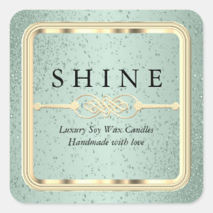 Mint Green and Gold Labels Square