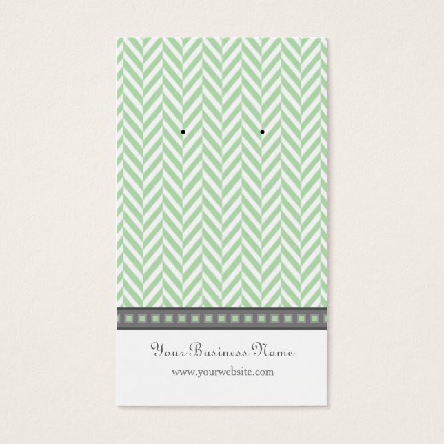 Mint Green and Grey Herringbone Earring Cards (Front)