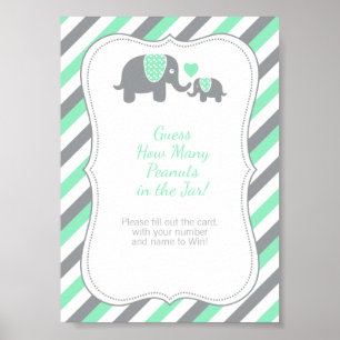 Mint Green and Grey Stripe Elephant -Instructions Poster