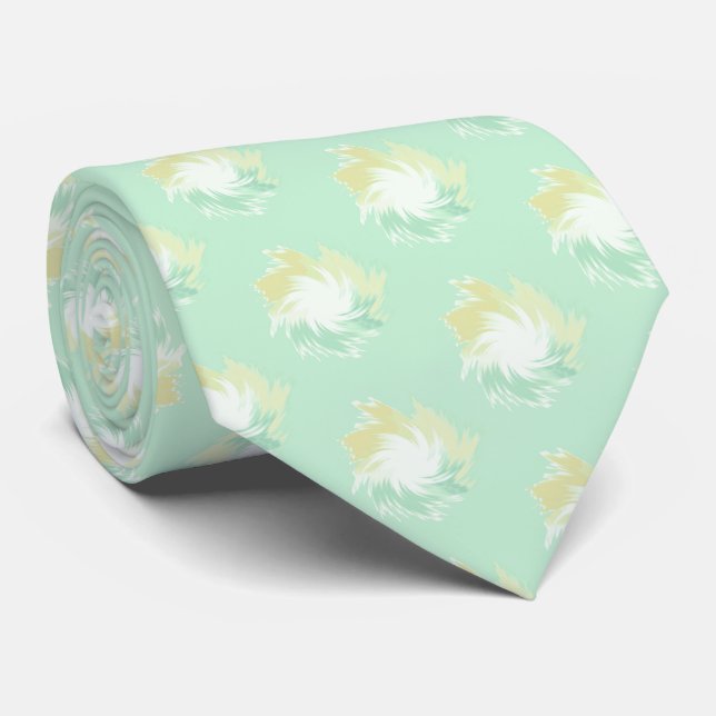 Mint Green and Mustard Yellow Pastel Pattern Tie (Rolled)