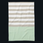 Mint Green and Neutral Grey Striped Pattern Tea Towel<br><div class="desc">A classic stripe pattern with a twist,  this mint green,  white and neutral grey design features skinny grey and white stripes and a mint green stipe pattern.</div>