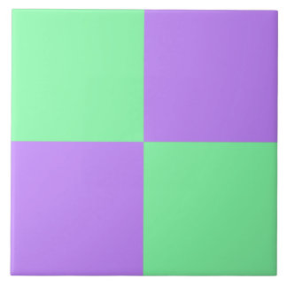 Mint Green and Pastel Purple Chequerboard Tile