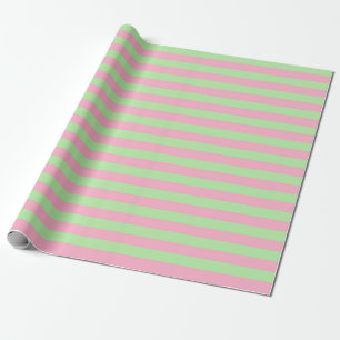 Mint Green and Pink Stripes Wrapping Paper
