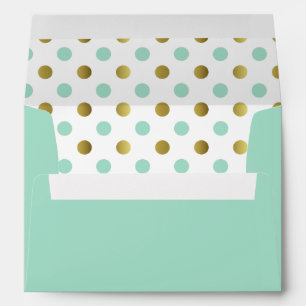 Mint Green and Polka Dots Wedding Envelope