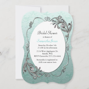 Mint Green and Silver Bridal Shower Invitation