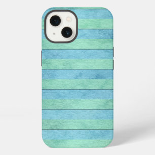 Mint Green and Turquoise Watercolor Art Stripes iPhone 13 Case