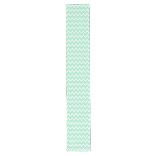 Mint Green and White Chevron Pattern Long Table Runner