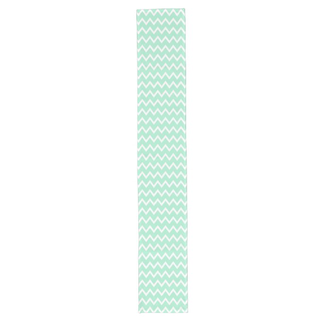 Mint Green and White Chevron Pattern Long Table Runner (Front)