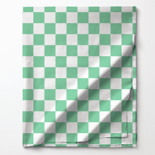 Mint Green and White Classic Chequered Pattern Fabric