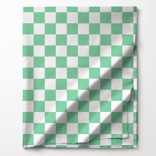 Mint Green and White Classic Chequered Pattern Fabric (Creator Uploaded)