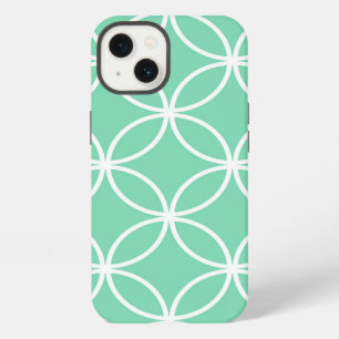 Mint Green and White Geometric Pattern Circles iPhone 13 Case