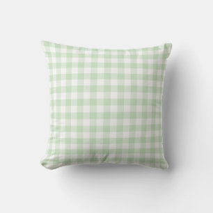Mint Green and White Gingham Pattern Chequered Cushion