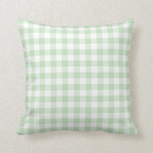 Mint Green and White Gingham Pattern Cushion