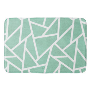 Mint green and white mosaic pattern bath mat