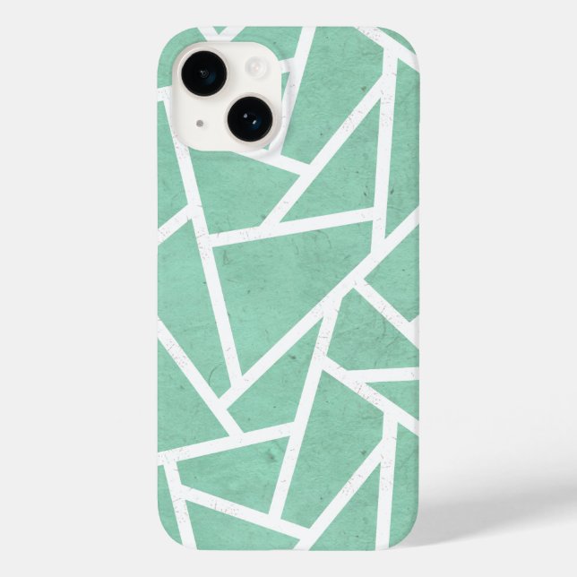 Mint green and white mosaic pattern Case-Mate iPhone case (Back)