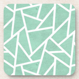 Mint green and white mosaic pattern coaster