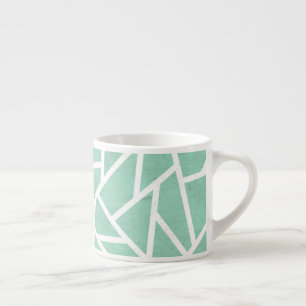 Mint green and white mosaic pattern espresso cup