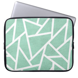 Mint green and white mosaic pattern laptop sleeve