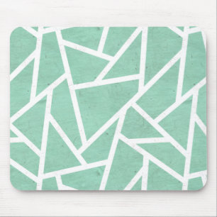 Mint green and white mosaic pattern mouse pad