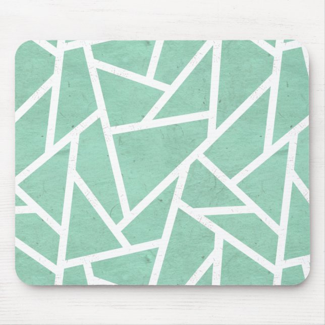 Mint green and white mosaic pattern mouse pad (Front)