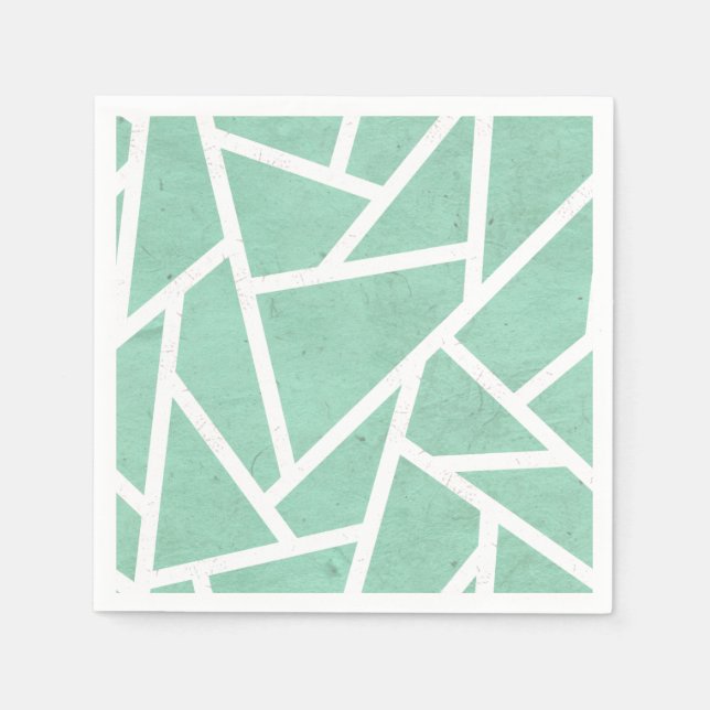 Mint green and white mosaic pattern napkin (Front)