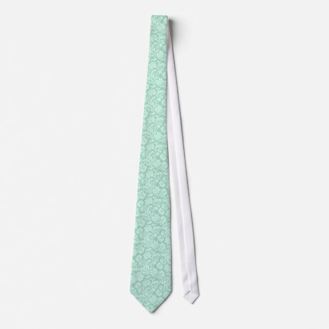 Mint Green And White Pattern Tie (Front)
