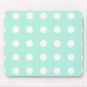mint green and white polka dots mouse pad