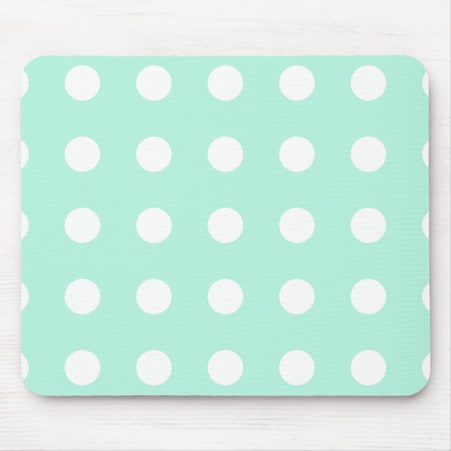 mint green and white polka dots mouse pad (Front)