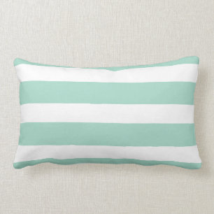Mint green and white striped lumbar cushion