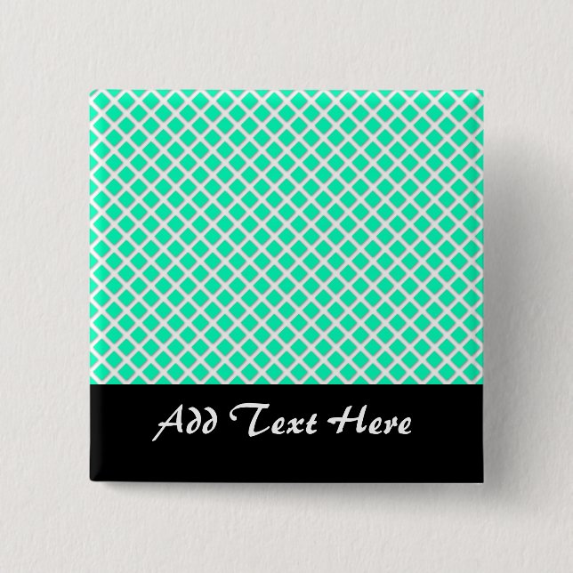 Mint Green and White Tilted Squares Pattern 15 Cm Square Badge (Front)