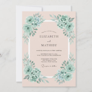 Mint Green Angelic Spring Wedding Invitation