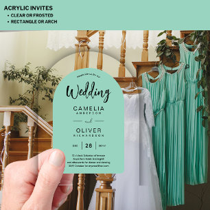 Mint Green Arch Acrylic Wedding Invites Modern Invitations