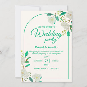 Mint Green Arch Wedding Invitation