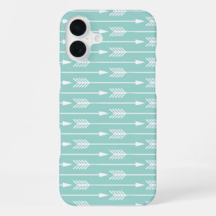Mint Green Arrows Pattern iPhone 16 Plus Case