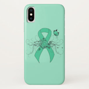 Mint Green Awareness Ribbon with Butterfly Case-Mate iPhone Case