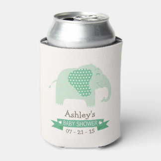 Mint Green Baby Elephant Baby Shower Can Cooler