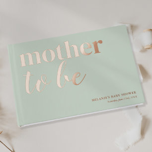 Mint Green Baby Shower Rose Gold Foil Guest Book